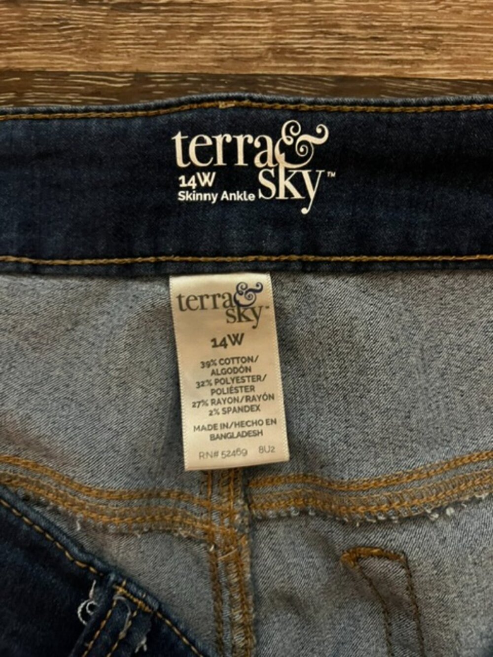 Women's Terra & Sky Skinny Ankle Blue Jeans, Size 14W, Pockets, Stretch, Ex Cond - Picture 2 of 3